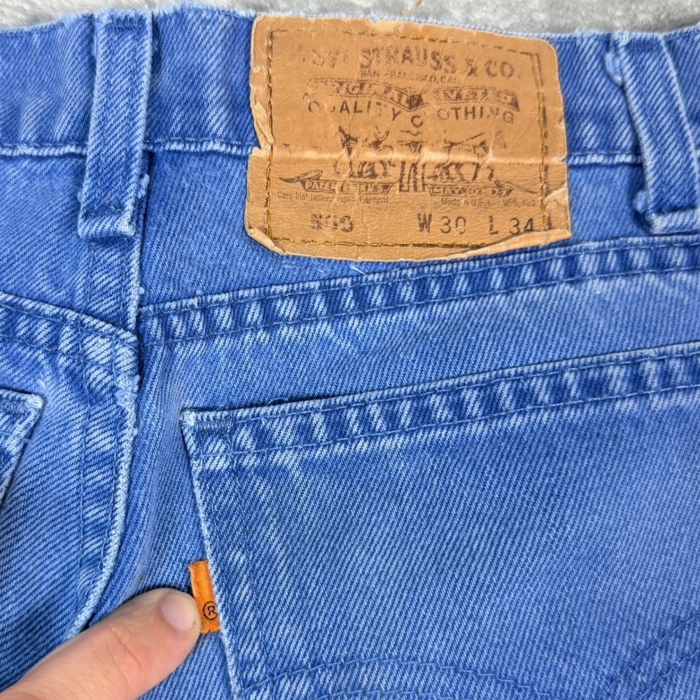Vintage Levi's Mens 30x34 550 Relaxed Fit Orange Tab Blue Distressed USA Made - Picture 9 of 14